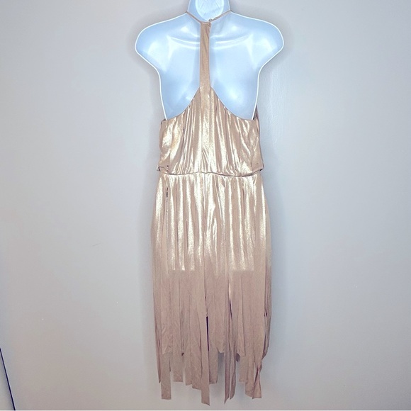 Halston Heritage Gold Metallic Carwash Dress Size M - Picture 5 of 15